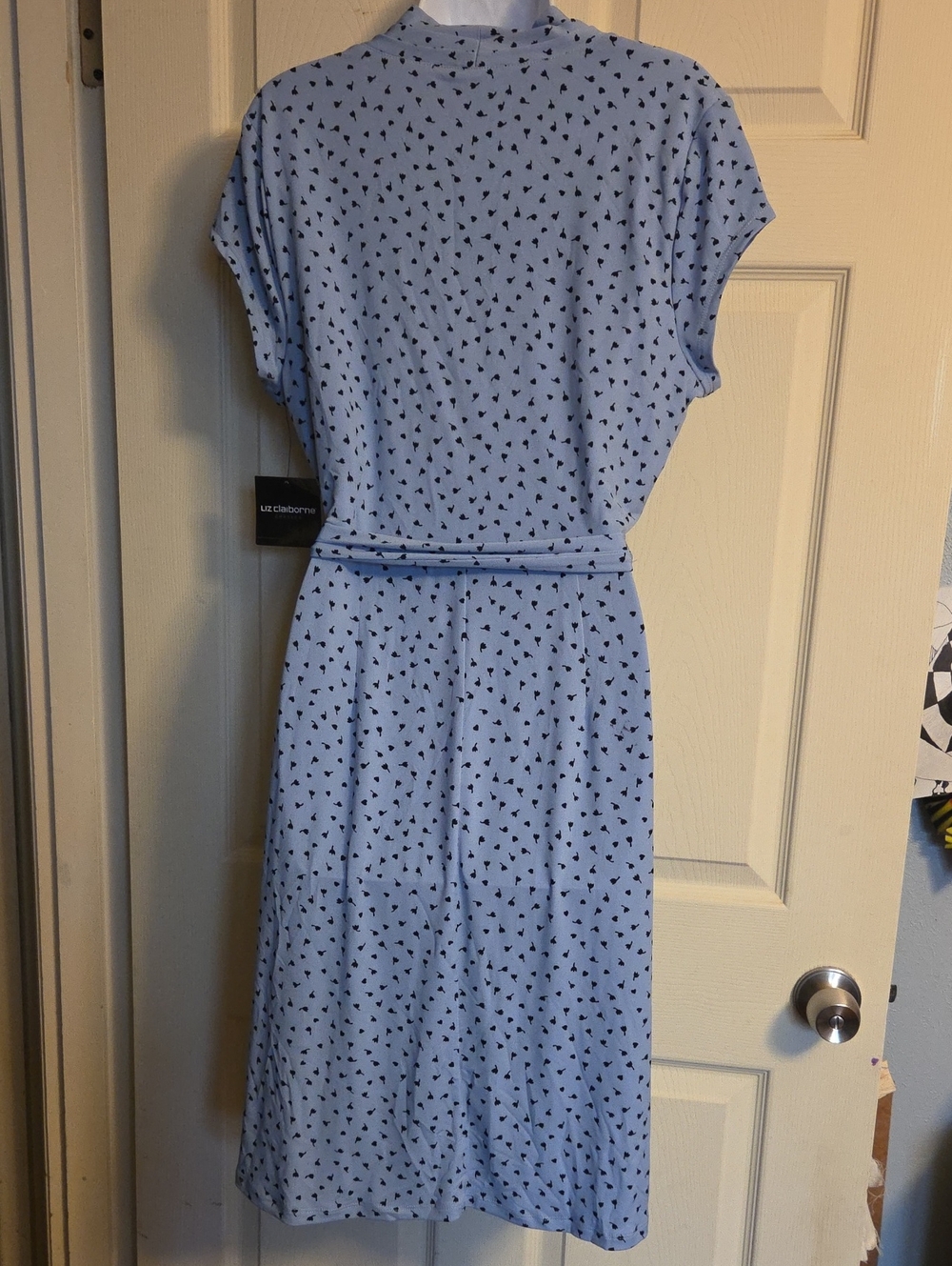Liz Claiborne Blue Floral Faux Wrap Dress Size Large NWT - Picture 2 of 14